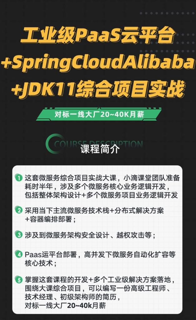 小滴工业级PaaS云平台+SpringCloudAlibaba+JDK11综合项目实战|完结