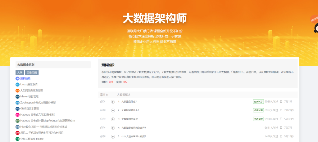 百战程序员大数据架构师进阶课程2022