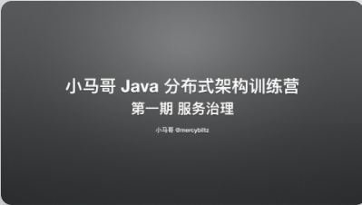 小马哥 Java 训练营 第一期 Java 分布式架构 – 服务治理