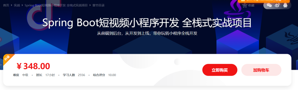 Spring Boot仿抖音短视频小程序开发 全栈式实战项目