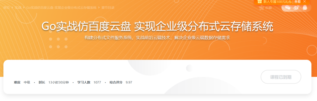 Go实战仿百度云盘 实现企业级分布式云存储系统