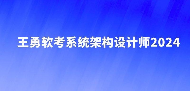 王勇软考系统架构设计师2024