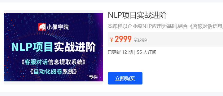 小象学院NLP项目实战进阶