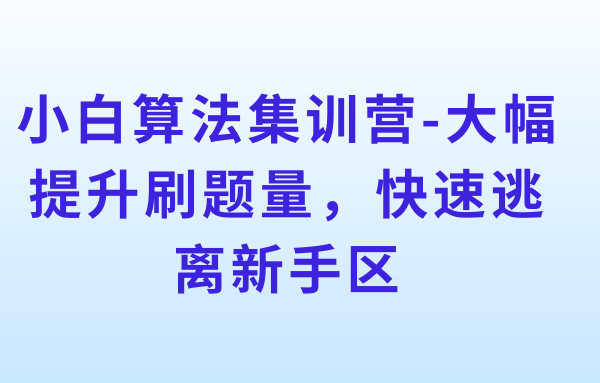 小白算法集训营-大幅提升刷题量，快速逃离新手区