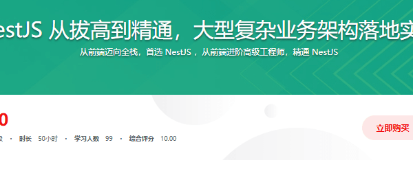 慕课网实战课NestJS 从拔高到精通，大型复杂业务架构落地实践|完结